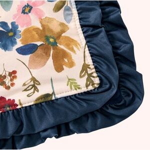 Floral Satin Ruffle Minky Blanket